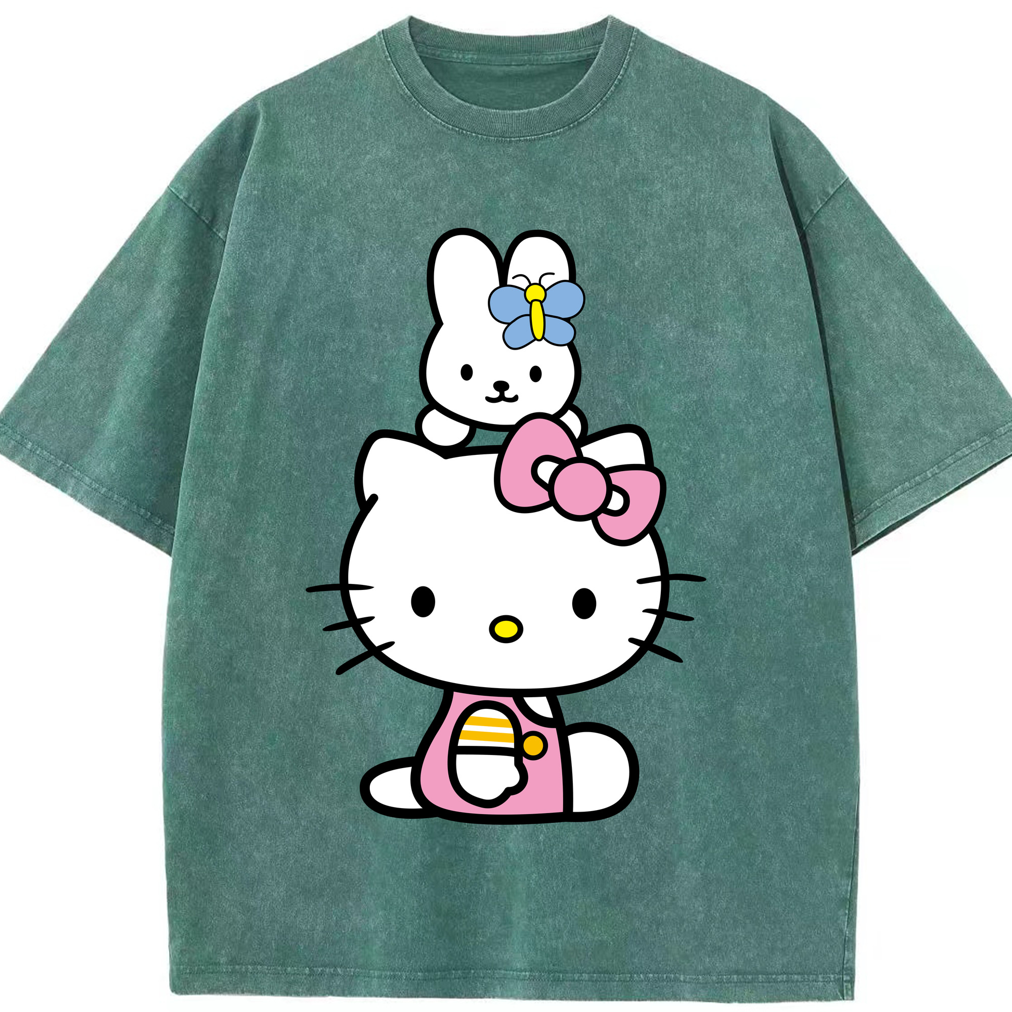 （画像用） Hello Kitty ハローキティ 綿100% ヴィンテージ風 半袖Tシャツ（フロントプリント）
